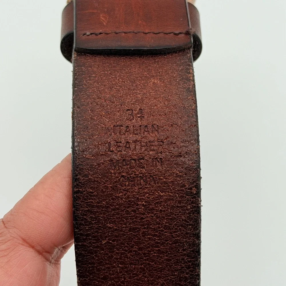 American Eagle Leather Belt Men 34 Brown Rugged Distressed Heritage Rustic
